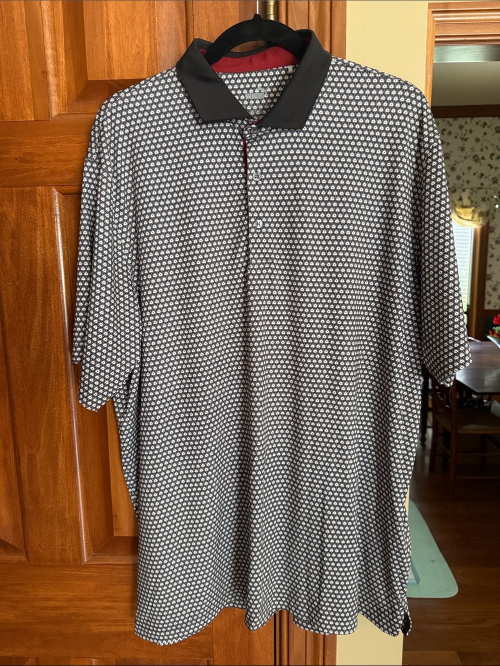 Puma Black and White Micro-Pattern Polo